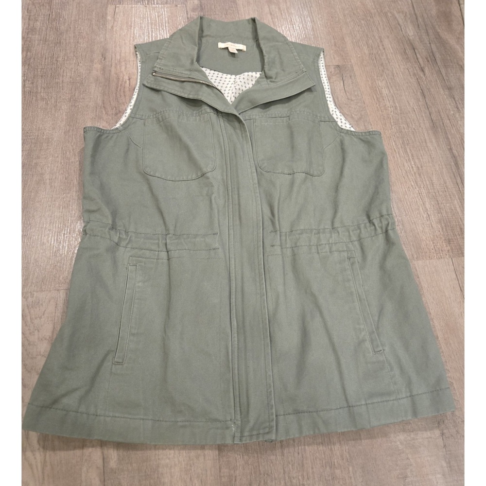 Skies Are Blue Green Utility Zip Up Vest Size M